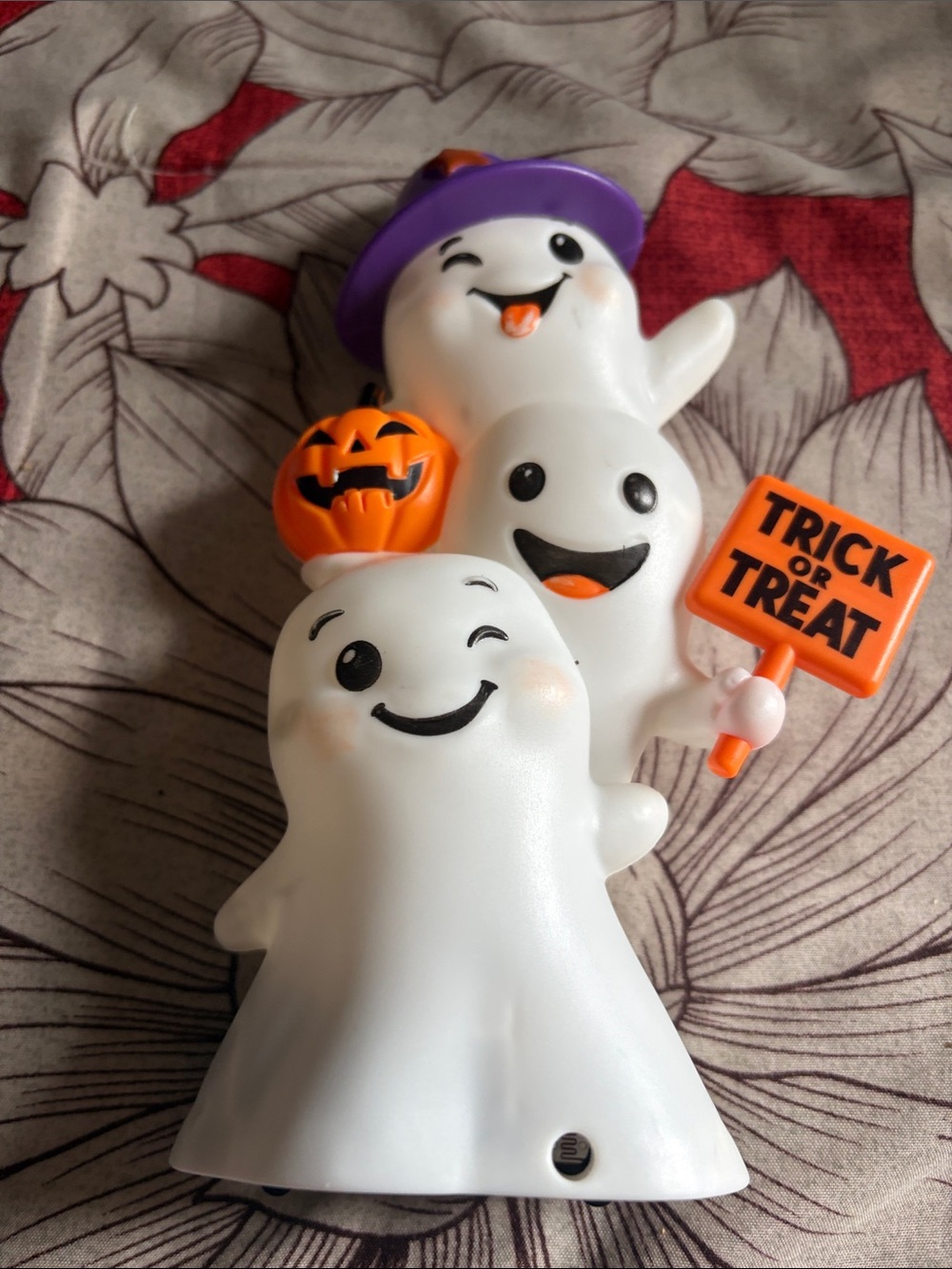 Hallmark White Ghost Trio with Orange Pumpkin and Sign
